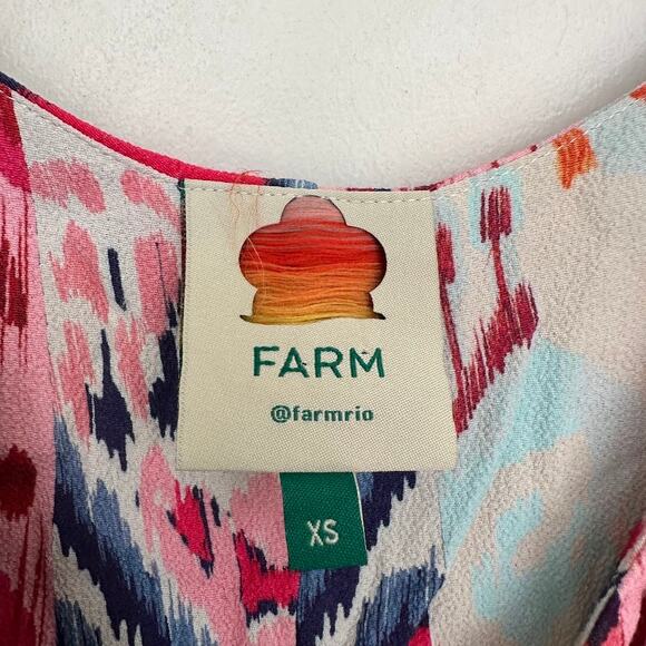 Farm Rio Womens Multicolor Ikat-Print Mini Wrap Dress Size XS - Picture 3 of 13